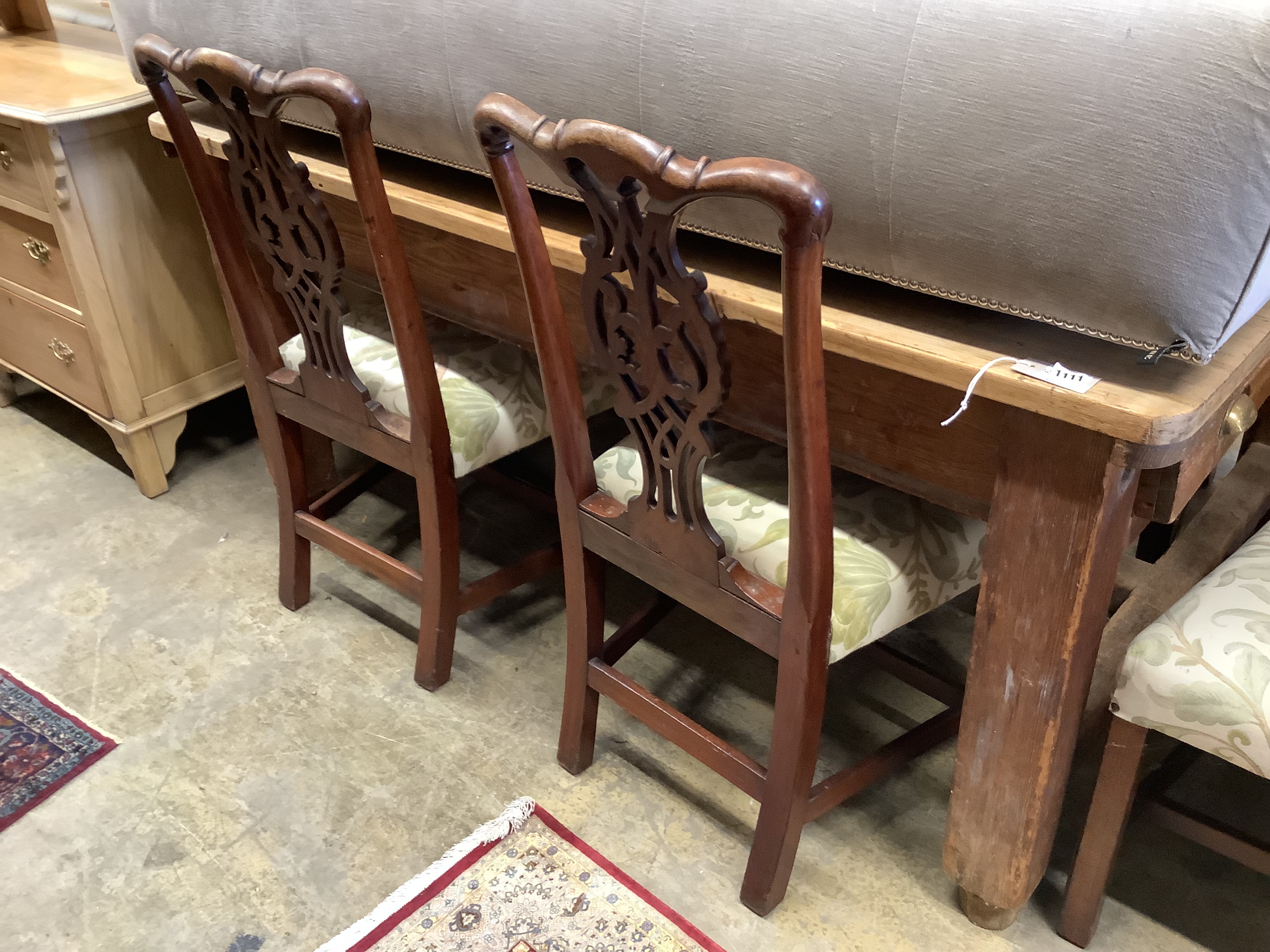 A set of six George III mahogany dining chairs